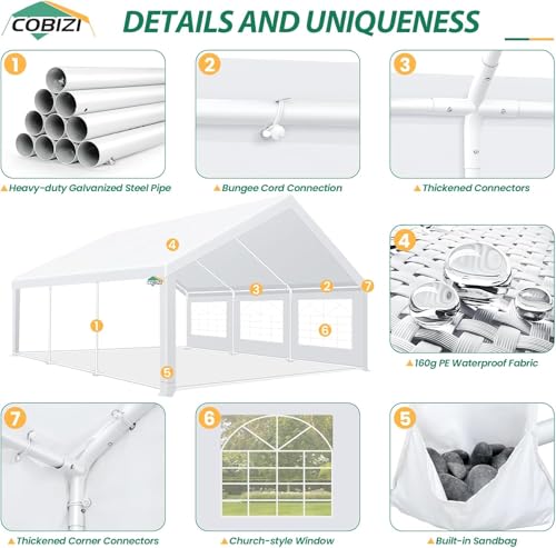 White 20x40 Heavy Duty Party Tent with Removable Sidewall S5381
