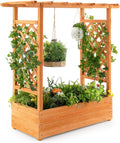 Wood Raised Garden Bed with Trellis W25542