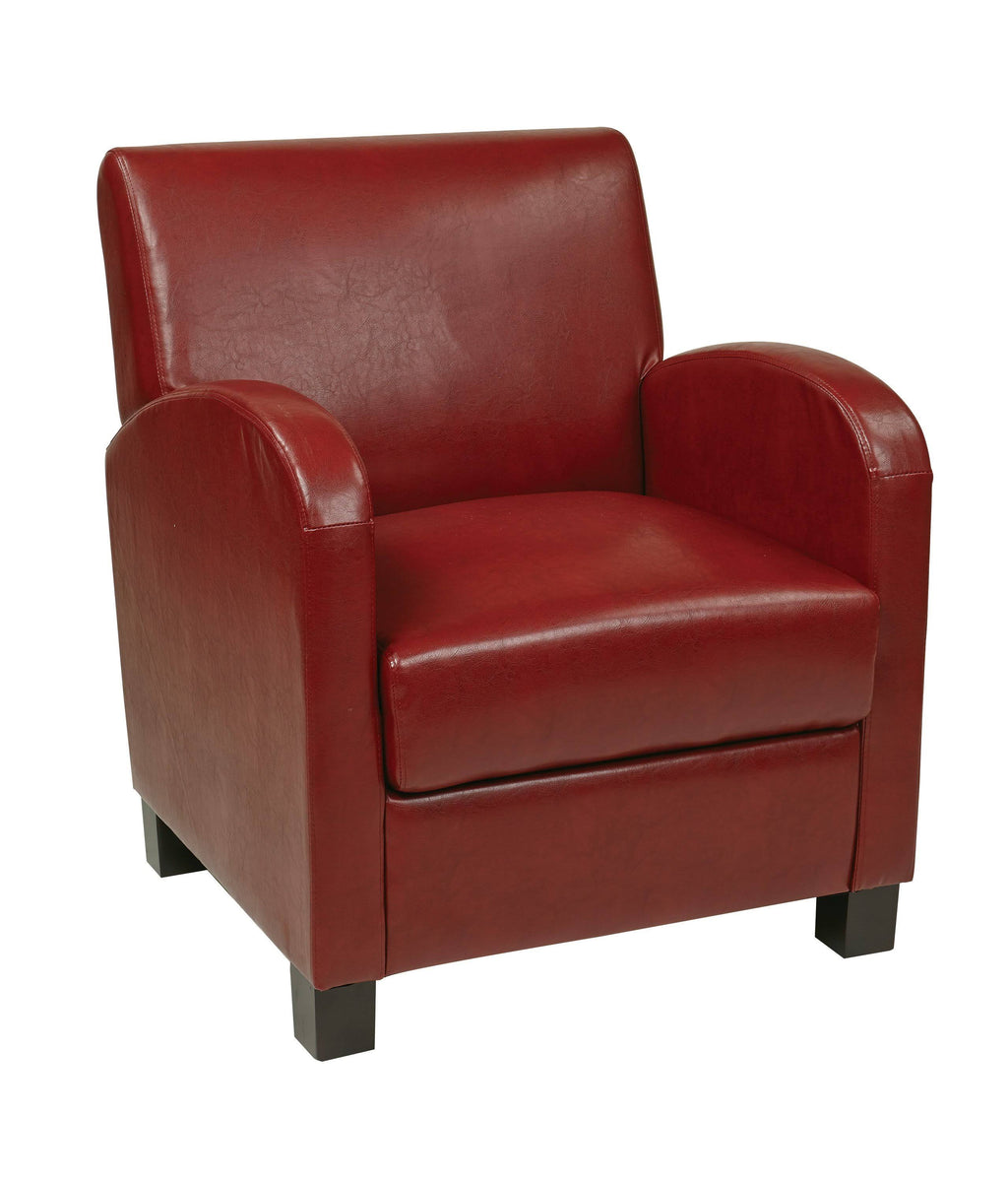Crimson Red Bonded Leather Club Chair with Espresso Legs Q805