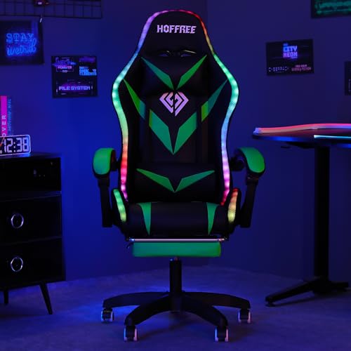 White and Black Ergonomic Gaming Chair with Footrest T9884