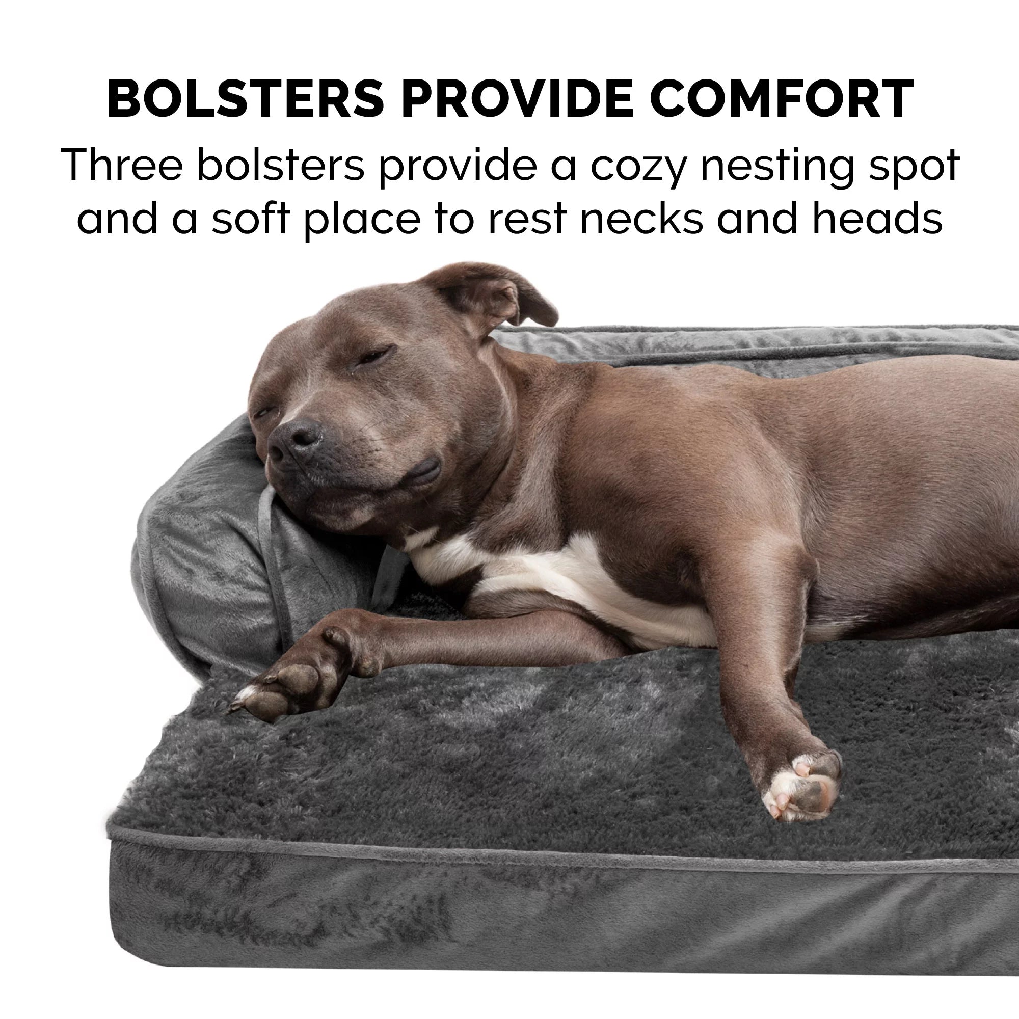 Dark Gray Jumbo Plush Velvet Orthopedic Sofa-Style Pet Bed Y417448