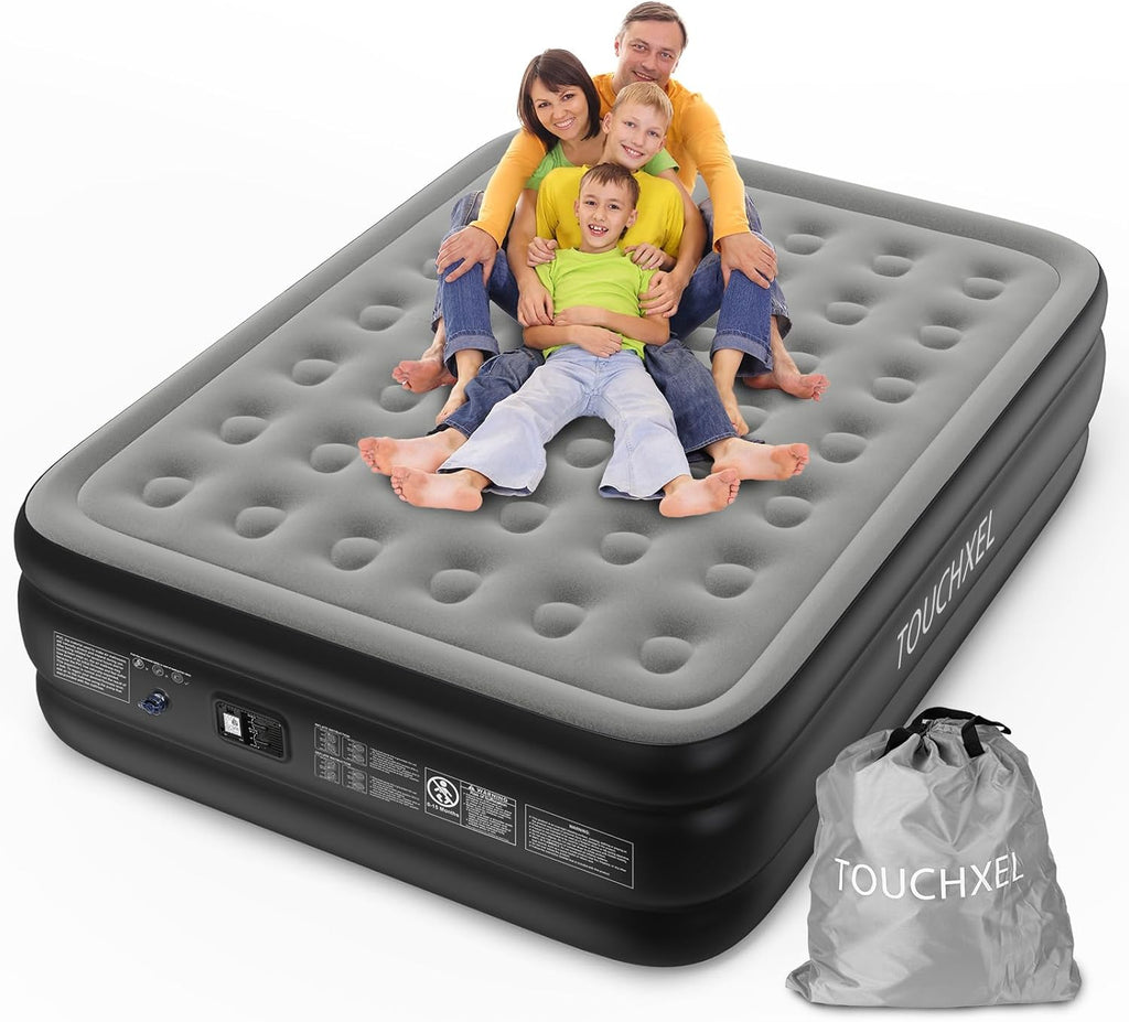 Queen Self Inflating Air Mattress 18" High with Built in Double Pump A1861
