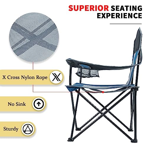 Oversized Mesh Back Folding Camping Chair with 2 Cup Holders V415