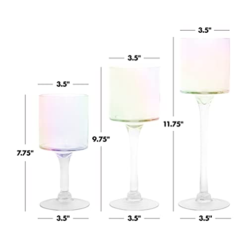 Tall Candle Holder Set Of 3 Clear Glass P656