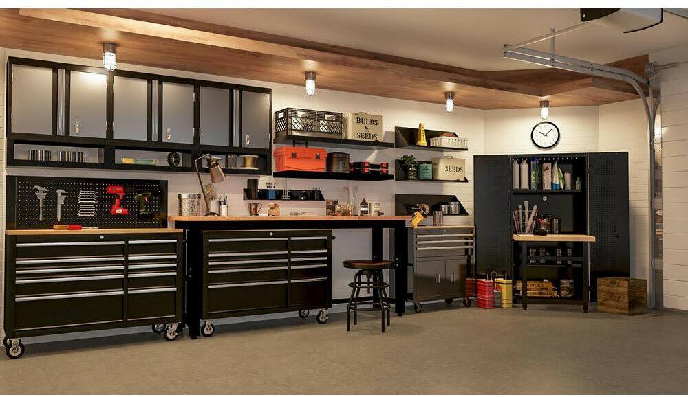 Black Steel Garage Wall Cabinet U98419