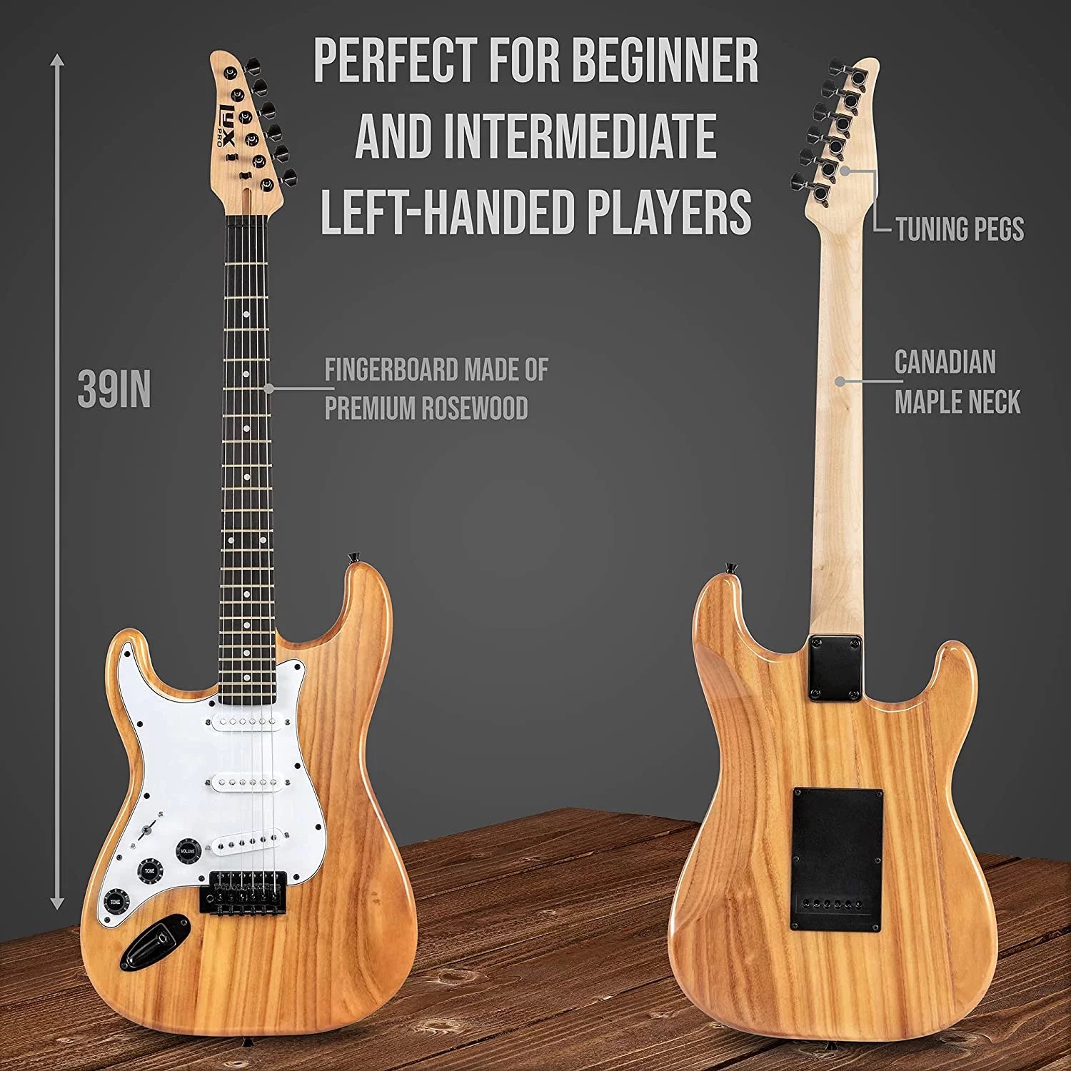 Natural 39” Left Handed Electric Guitar L4745
