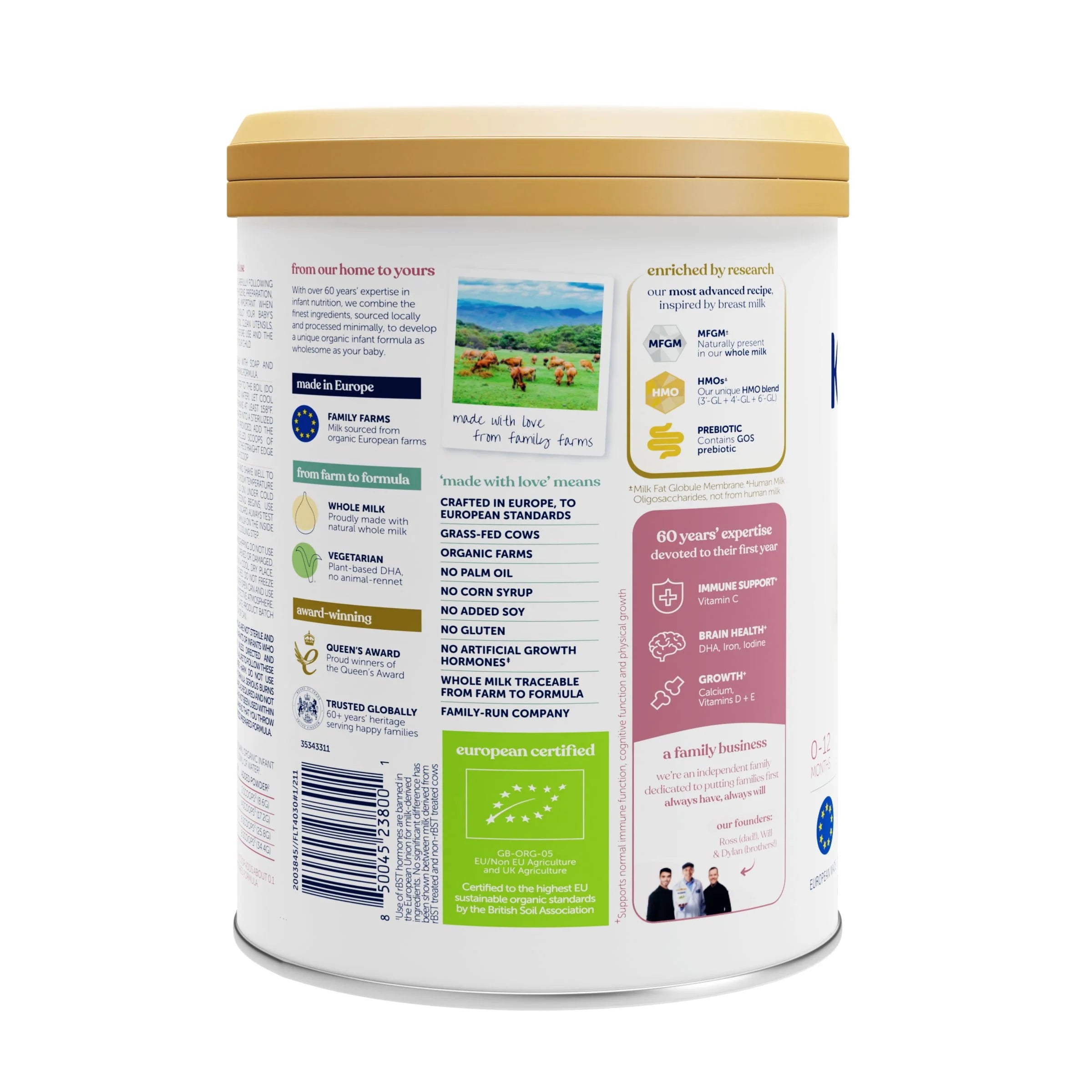 Organic Whole Milk Baby Formula Powder with DHA, 28.2oz V592
