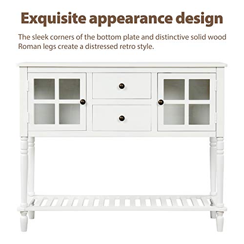Antique Navy Buffet Sideboard Console Table with 2 Storage Drawers, 2 Cabinets & 1 Bottom Shelf H929368
