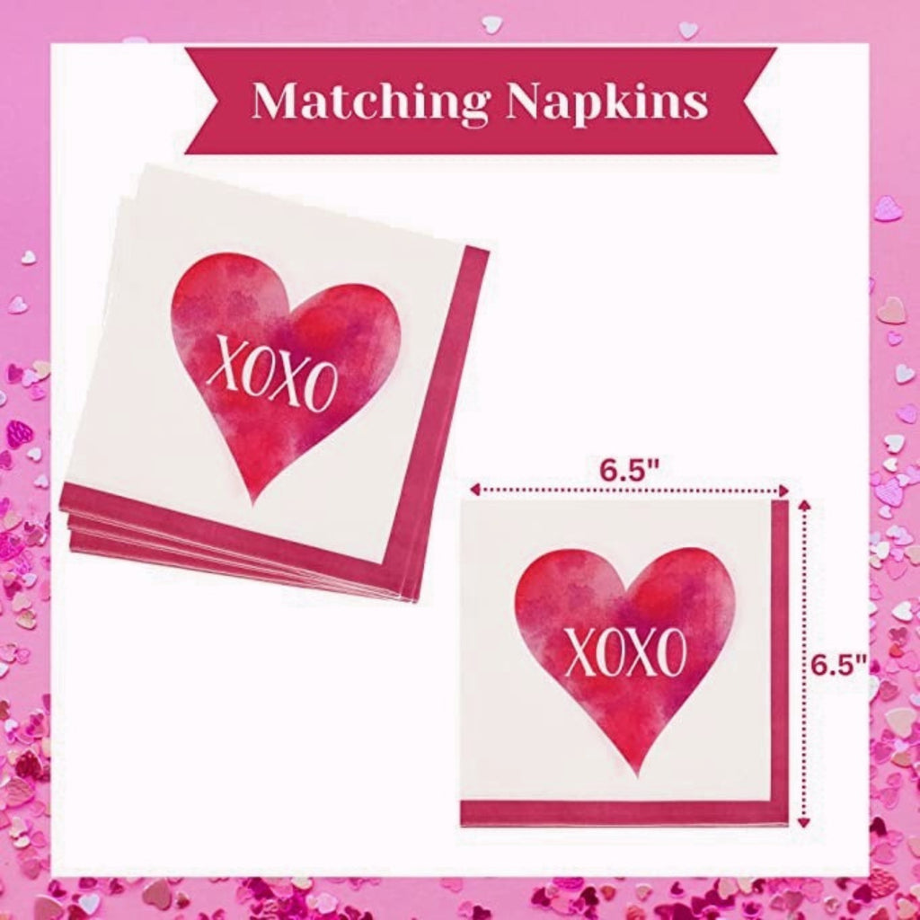 Round Paper Plates with Napkins and Pink Plastic Utensils Disposable Tableware Set of 3 D50330