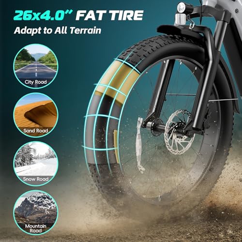 26" x 4.0 Fat Tire Electric Bike with 48V 15AH Battery G82022