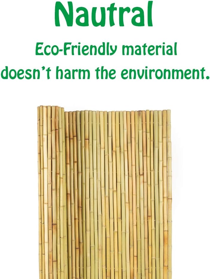 Natural Rolled Bamboo Fence, 0.7 in D x 4 feet High x 6 feet Long B19030