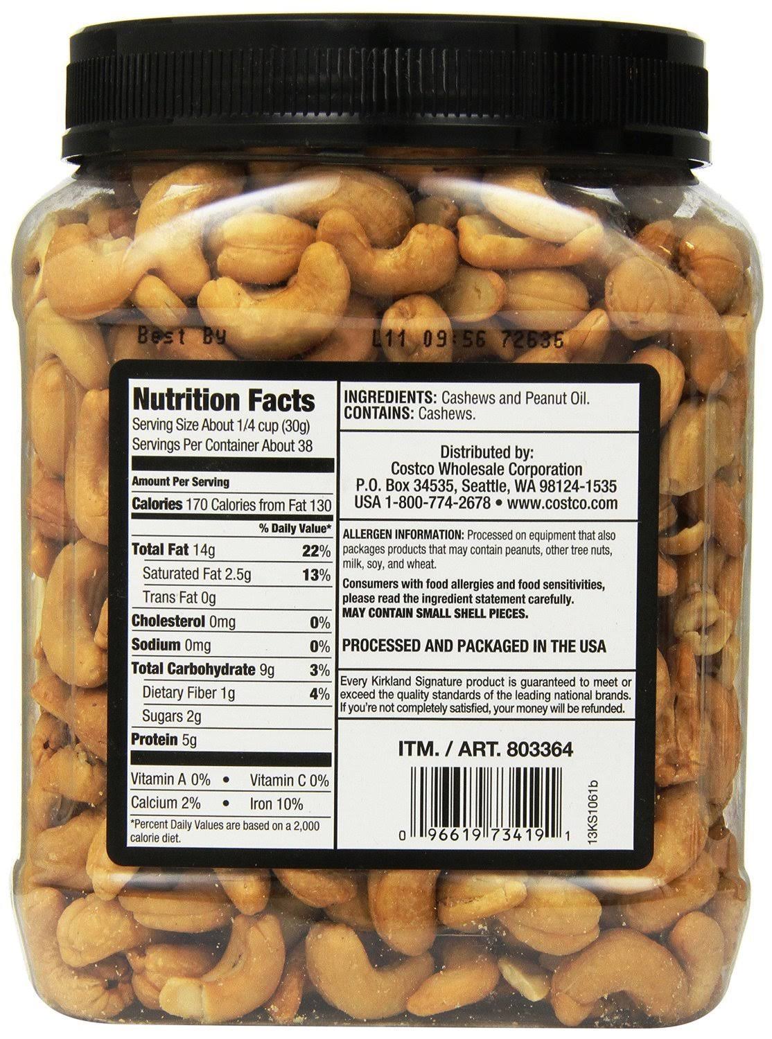 Unsalted Cashews, 2.5 lb, 2 Pack A730