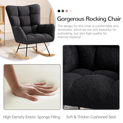 Pink Faux Fur Upholstered Rocking Chair O2794