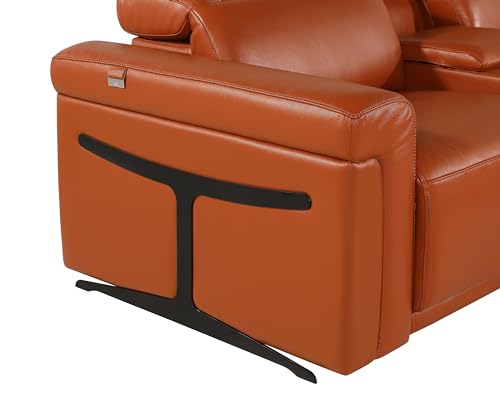 8-Piece Italian Leather U Shaped Sectional Couch with Power Reclining Seats, Dark Grey T38429