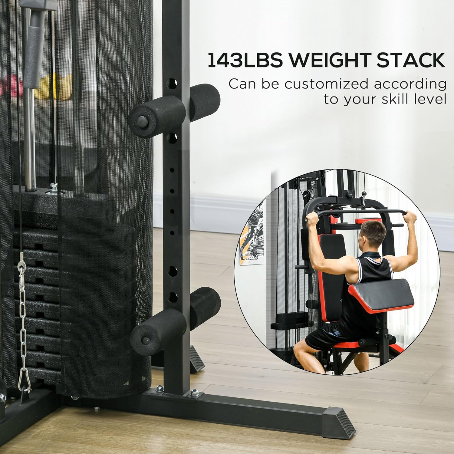 Multi Gym Workout Station with 143lbs Weight Stack M830
