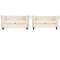 2 Piece Microfiber Loveseat Set in Cream B57314