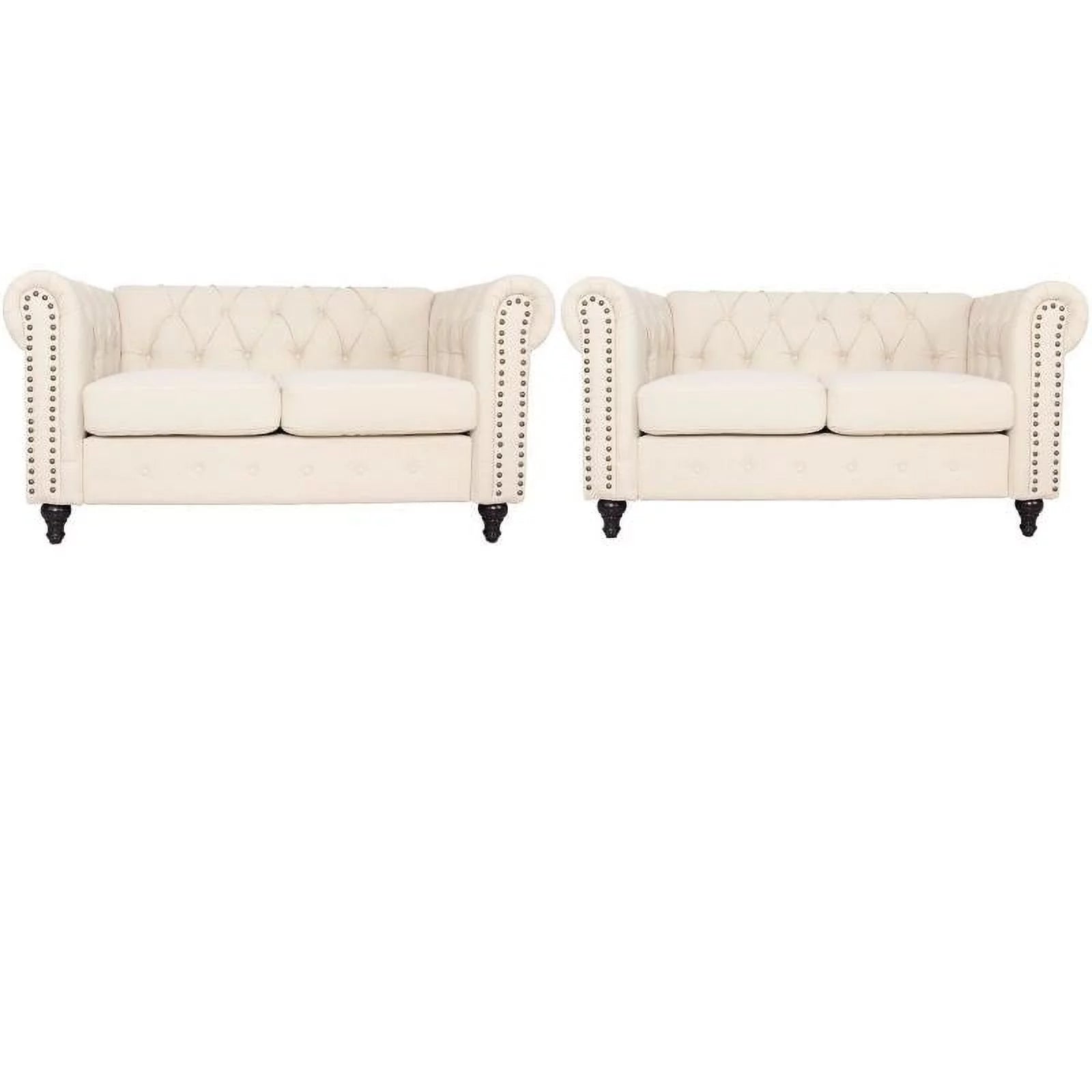 2 Piece Microfiber Loveseat Set in Cream B57314