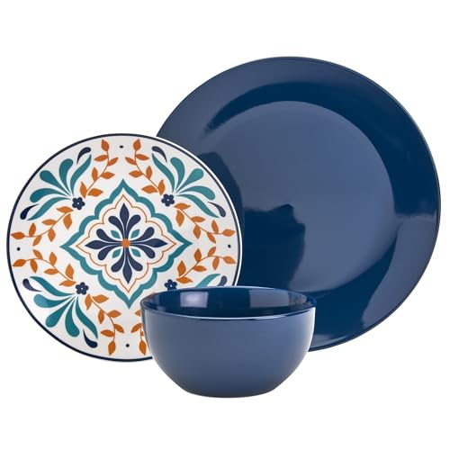 12-Piece Ceramic Dinnerware Set, Service for 4, Blue A87511