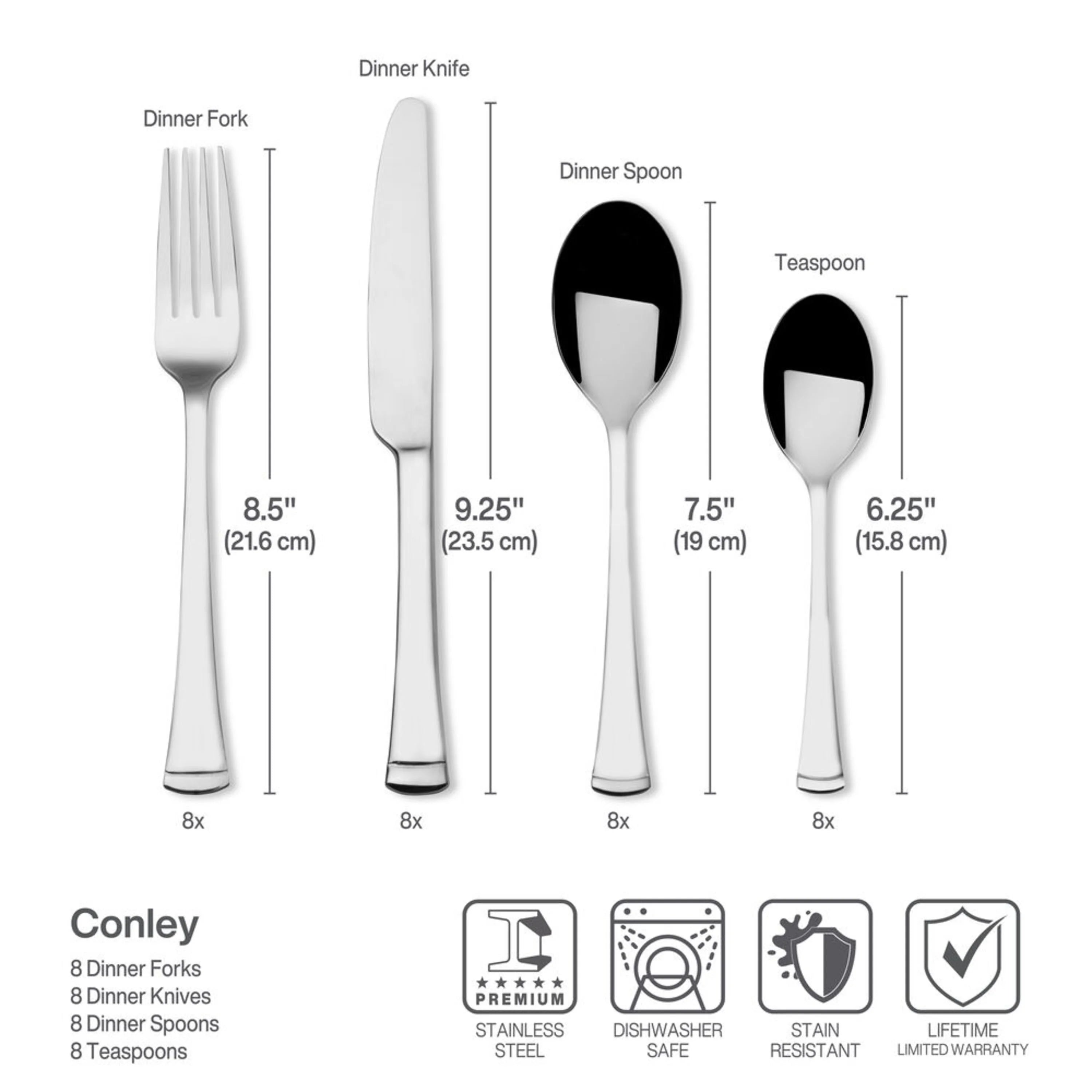 34-Piece 18.0 Flatware Set, Service for 8 X677