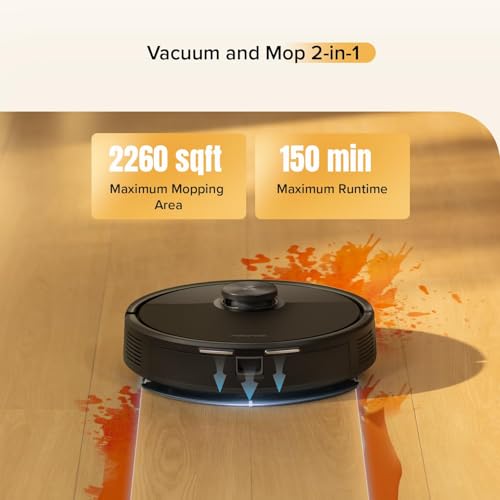 Black Robot Vacuum and Mop with Self-Emptying O751
