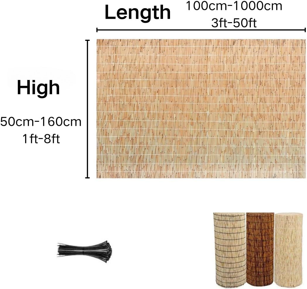Natural Bamboo Fence 4FTx16.4FT Rolled Border Screen Z34367