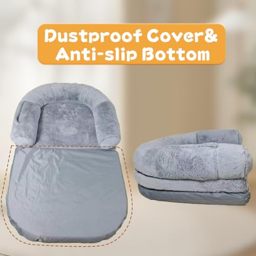 Foldable Human Dog Bed with Soft Blanket Pillow Z437647