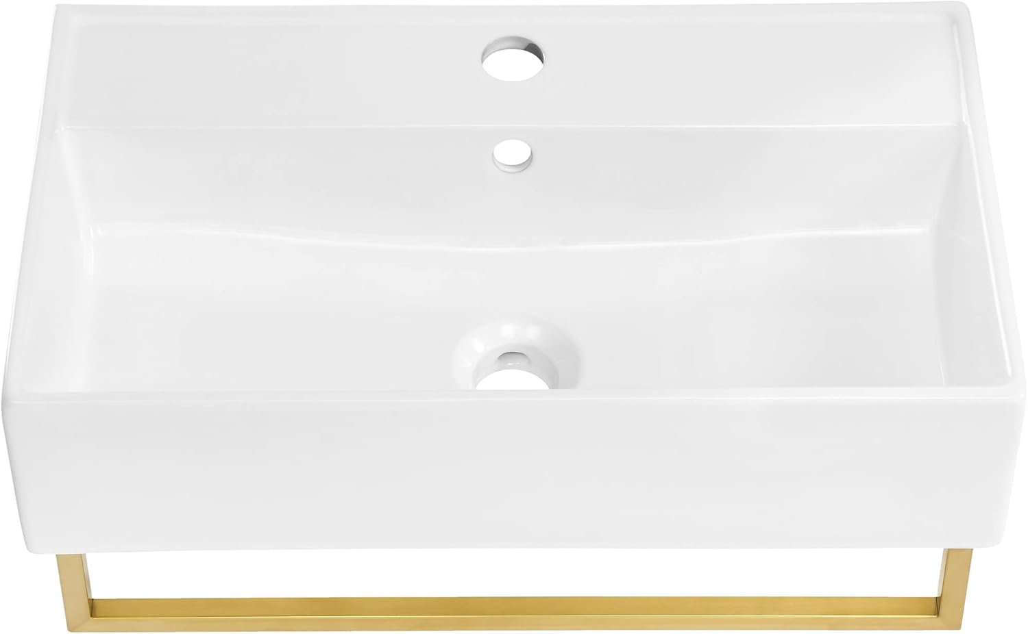 22" Wall-Mount Bathroom Sink with Brushed Gold Towel Bar Z435