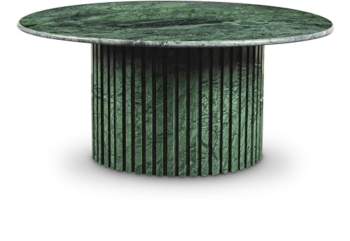 Art Deco Coffee Table with Marble, 36" W x 36" D x 16" H, Green I389993