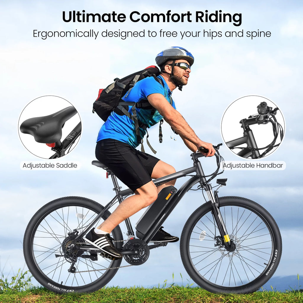 27.5" Electric Bike 500W Mountain Bike with Removable Battery 21 Speed Ebike B1600