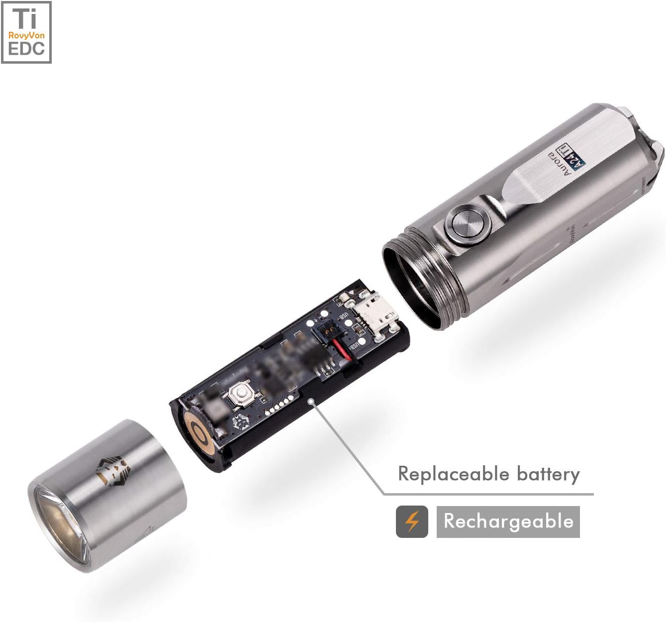 Titanium LED Flashlight, 1000 Lumen, Rechargeable Keychain Flashlight with Replaceable Batteries J599864