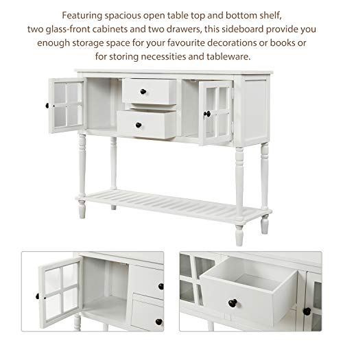 Antique Navy Buffet Sideboard Console Table with 2 Storage Drawers, 2 Cabinets & 1 Bottom Shelf H929368