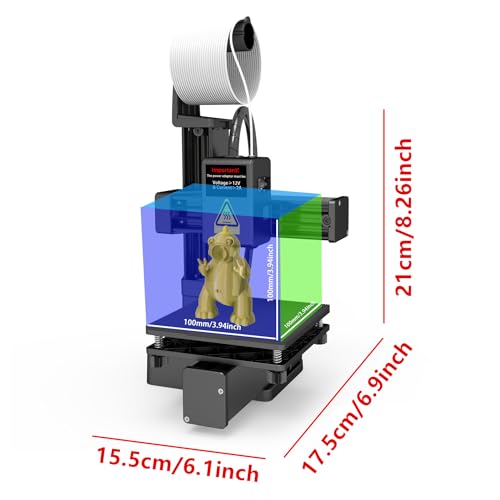 Compact FDM 3D Printer with Removable Build Plate, 0.4mm Nozzle, 100x100x100mm Build Volume Y981321