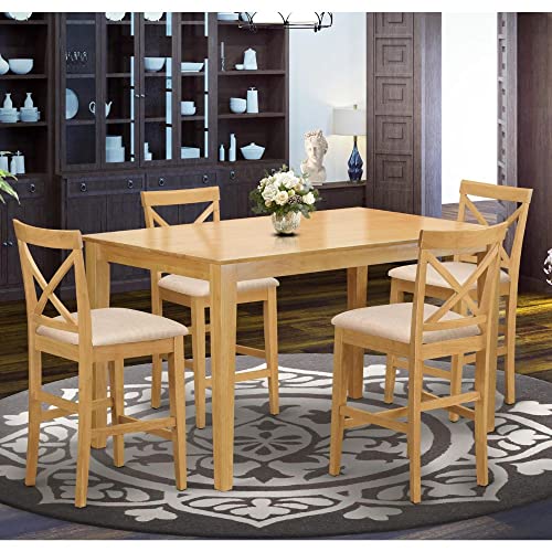 7 Piece Kitchen Counter Height Set with Rectangle Table and 6 Wooden Chairs F72516