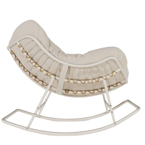 Oversized Egg Wicker Rocking Chair with Cushion - Gray R31108