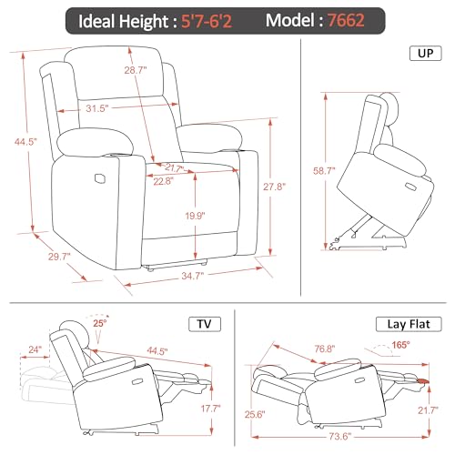 Large Dual Motor Power Lift Recliner Chair with Massage and Heat, Fabric (Grey, Large) L57709