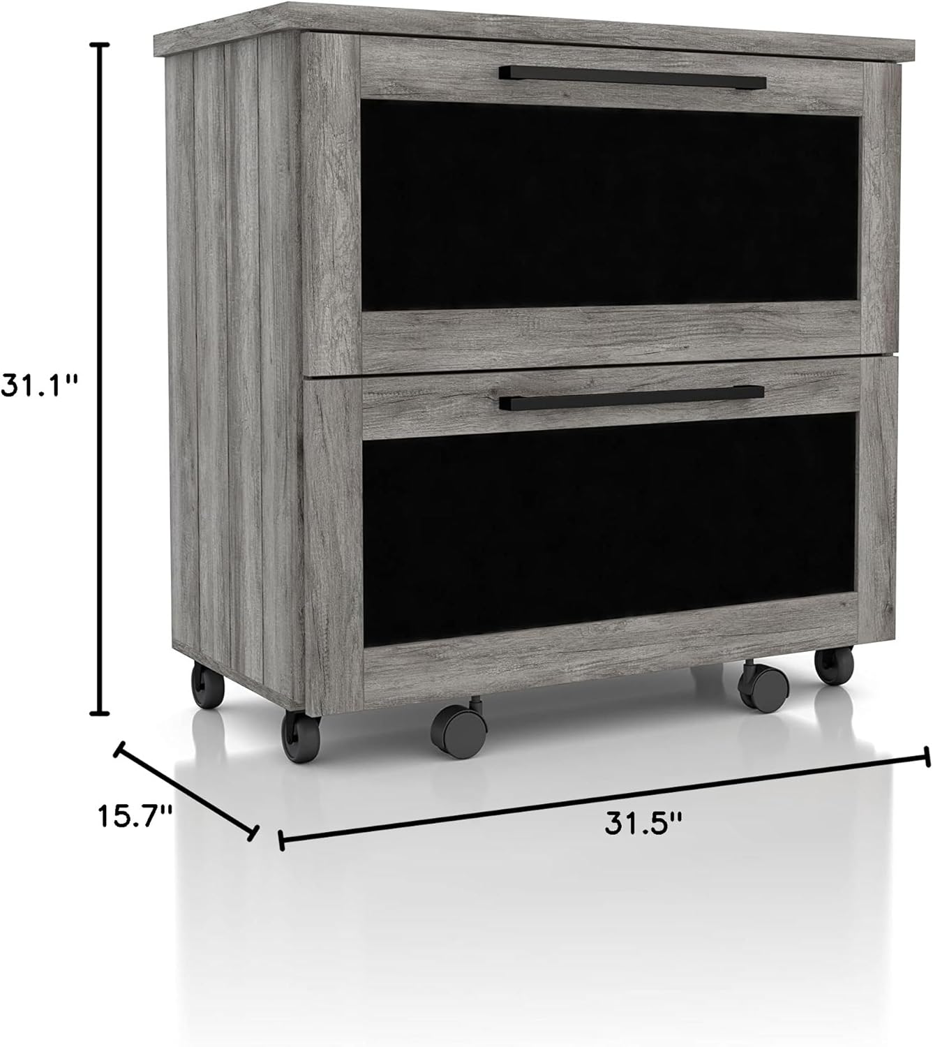 Vintage Grey Oak 2-Drawer File Cabinet MDF Paperboard Mobile G60895