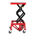 Hydraulic Motorcycle Lift Jack 350LBS, Foot Operated Scissor Lift Table, Heavy-Duty Steel Stand with Safety Lock & Wheels, Height Adjustable, Oil Drain Hole S256
