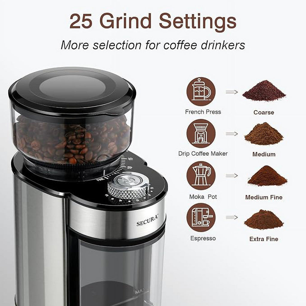 Stainless Steel Electric Conical Burr Coffee Grinder X672619