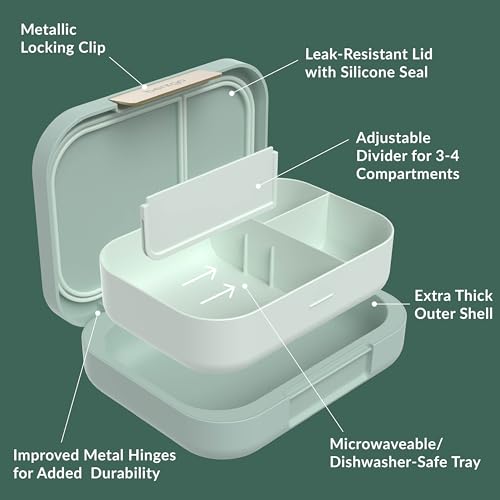 Dark Gray Bento Lunch Box, 3-4 Compartments, Leak-Resistant, 44 fl oz, BPA-Free F959396