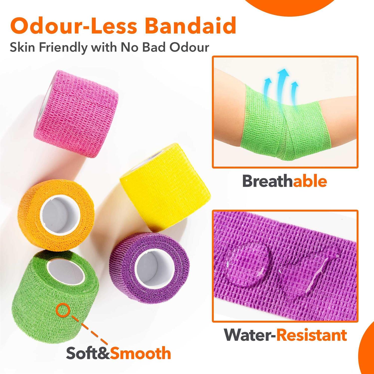 2 inch x 5 Yards Non-Woven Self Adhesive Bandage Wrap J1408