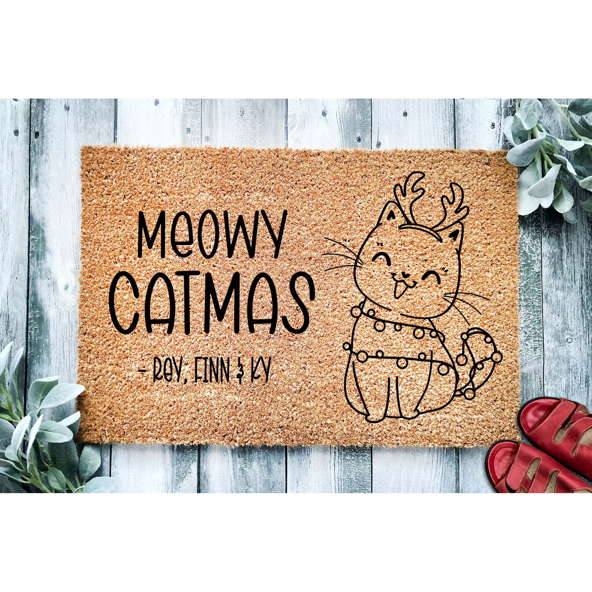 Personalized Cat Christmas Door Mat V221