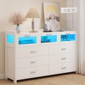 Black 9 Drawer Wood Dresser with LED Lights and Charging Station F487