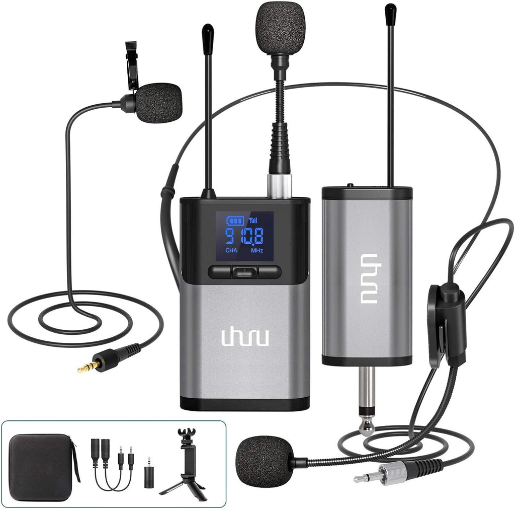 Wireless Lavalier Microphone, 3 in 1 Wireless Microphone, Bodypack Transmitter & Receiver, Pack of 2 S6788