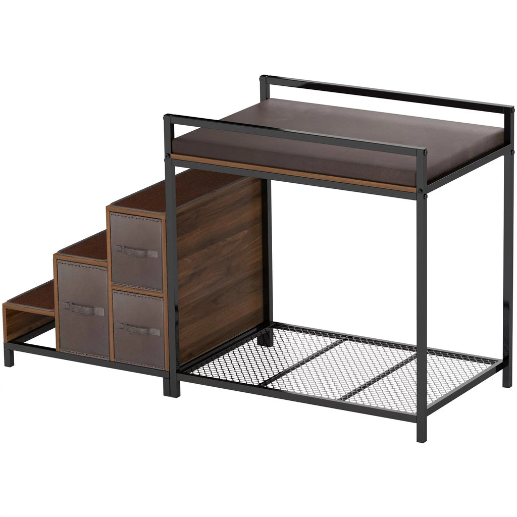 Dog Bunk Bed Elevated with Non-slip Pad and Storage D7759