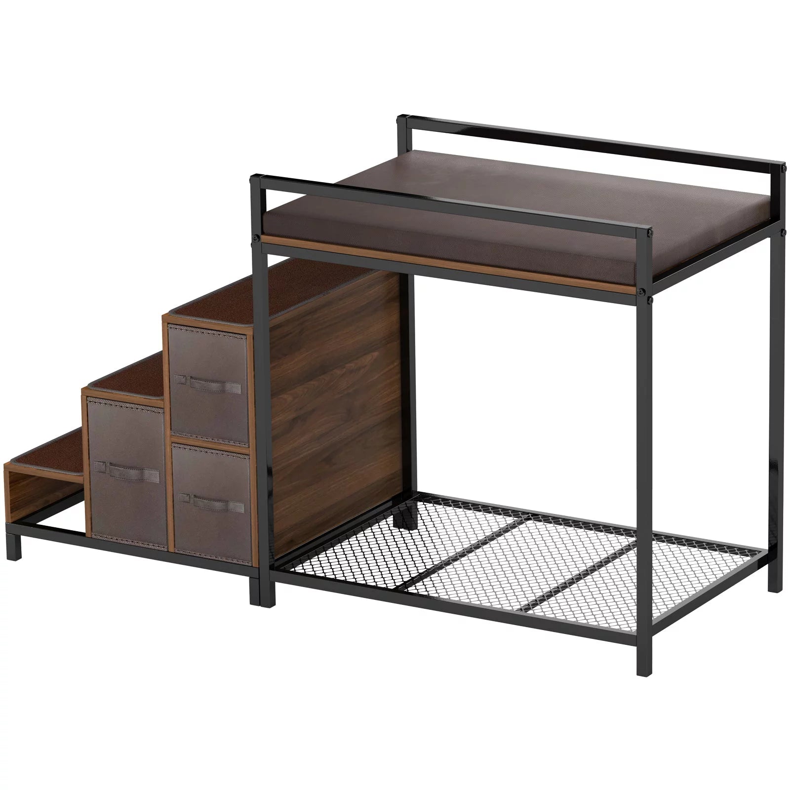 Dog Bunk Bed Elevated with Non-slip Pad and Storage D7759