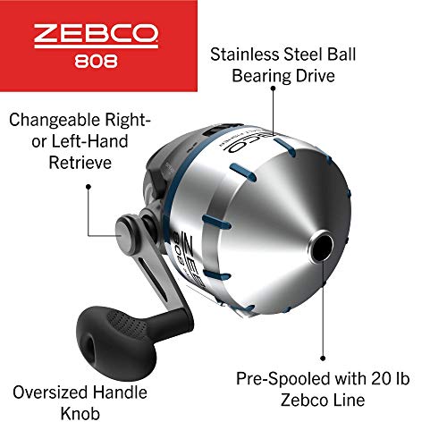 Silver Stainless Steel Spincast Fishing Reel, Size 80, Pre-spooled with 20-Pound Fishing Line X723766