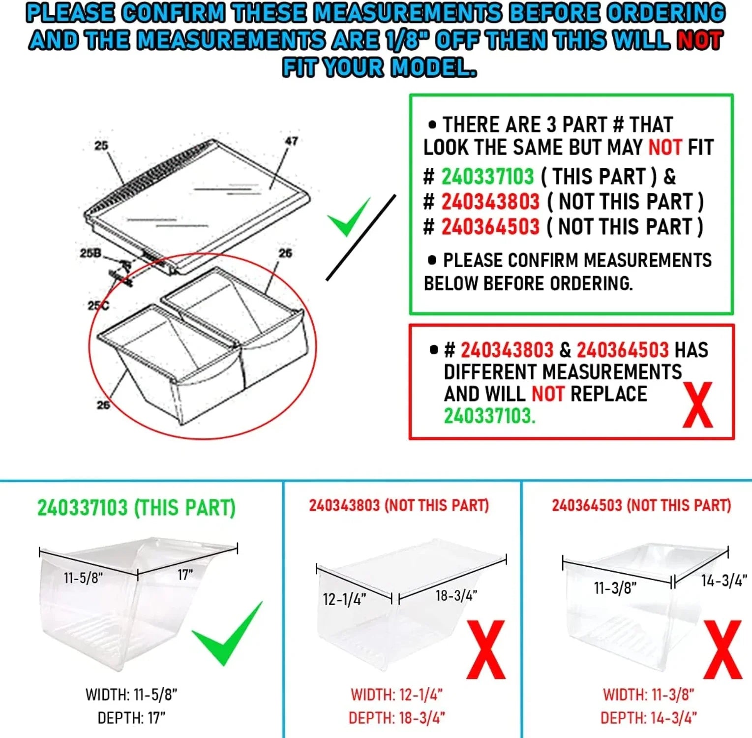 Crisper Bin Compatible with Frigidaire Refrigerator Shelf Q2251