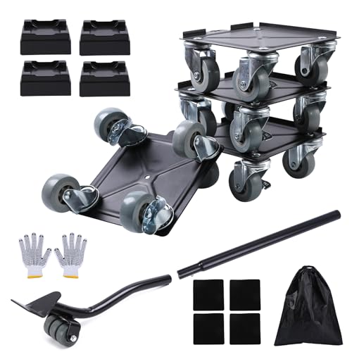 Furniture Dolly with 4 360° Rotatable Rubber Universal Wheels, Carbon Steel Panel, Maximum Load 2645LBS G601714