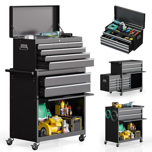 Black 5-Drawer Rolling Metal Tool Chest Q132