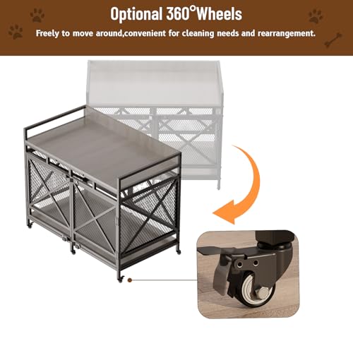 Grey 48 Inch Wooden Dog Crate Q4146